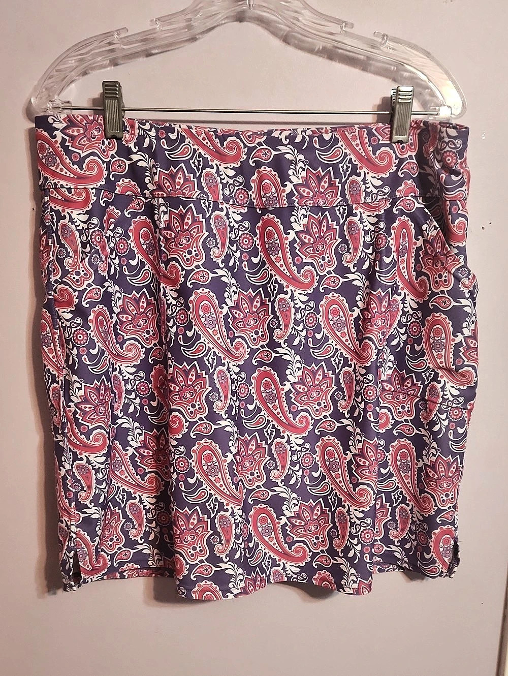 PGA Tour Women's Paisley Athletic Skorts in Purple & Pink